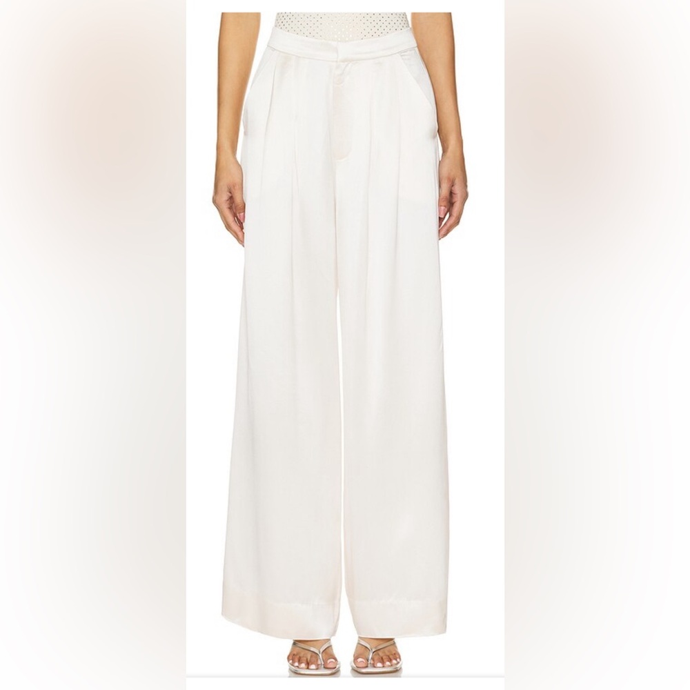 Revolve NONCHALANT white linen pants wide leg high waisted.